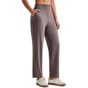 imageG4Free Womens Ankle Dress Yoga Pants with Pockets Stretchy Crop Business Casual Work Trousers PetiteRegularTallTaupe