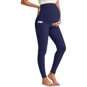 imageG4Free BareFeel Maternity Leggings with Pockets Over The Belly Stretchy Workout Yoga Pregnancy PantsRoyal Blue