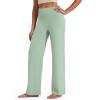 imageG4Free Barefeel Wide Leg Pants for Women High Waisted Loose Casual Dress Work Yoga Pants 29quot31quot33quotBean Green