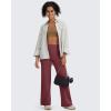 imageG4Free Barefeel Wide Leg Pants for Women High Waisted Loose Casual Dress Work Yoga Pants 29quot31quot33quotDark Burgundy