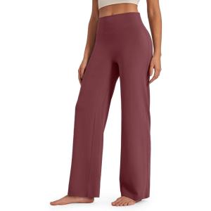 imageG4Free Barefeel Wide Leg Pants for Women High Waisted Loose Casual Dress Work Yoga Pants 29quot31quot33quotDark Burgundy