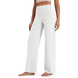 imageG4Free Barefeel Wide Leg Pants for Women High Waisted Loose Casual Dress Work Yoga Pants 29quot31quot33quotWhite