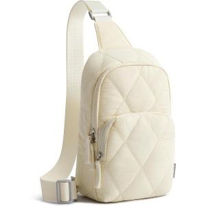 imageG4Free Sling Bag for Women Casual Quilted Puffer Crossbody Purse Lightweight Fanny Packs for Daily Travel WorkBlackBeige