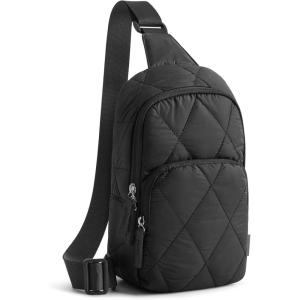 imageG4Free Sling Bag for Women Casual Quilted Puffer Crossbody Purse Lightweight Fanny Packs for Daily Travel WorkBlackBlack