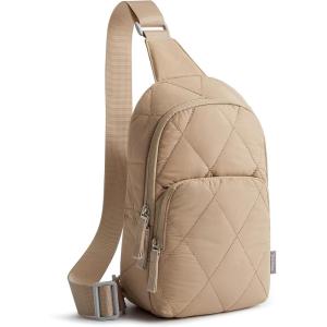 imageG4Free Sling Bag for Women Casual Quilted Puffer Crossbody Purse Lightweight Fanny Packs for Daily Travel WorkBlackKhaki