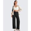 imageG4Free 255275295 Wide Leg Pants for Women 78 Length Yoga Dress Pants High Waist Stretch with Pockets Casual WorkBlack