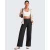 imageG4Free 255275295 Wide Leg Pants for Women 78 Length Yoga Dress Pants High Waist Stretch with Pockets Casual WorkBlack