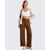 imageG4Free 255275295 Wide Leg Pants for Women 78 Length Yoga Dress Pants High Waist Stretch with Pockets Casual WorkDark Coffee