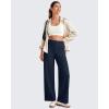imageG4Free 255275295 Wide Leg Pants for Women 78 Length Yoga Dress Pants High Waist Stretch with Pockets Casual WorkDark Navy