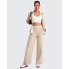 imageG4Free 255275295 Wide Leg Pants for Women 78 Length Yoga Dress Pants High Waist Stretch with Pockets Casual WorkLight Khaki