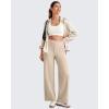 imageG4Free 255275295 Wide Leg Pants for Women 78 Length Yoga Dress Pants High Waist Stretch with Pockets Casual WorkLight Khaki