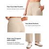 imageG4Free 255275295 Wide Leg Pants for Women 78 Length Yoga Dress Pants High Waist Stretch with Pockets Casual WorkLight Khaki
