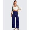 imageG4Free 255275295 Wide Leg Pants for Women 78 Length Yoga Dress Pants High Waist Stretch with Pockets Casual WorkRoyal Blue