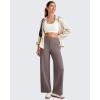 imageG4Free 255275295 Wide Leg Pants for Women 78 Length Yoga Dress Pants High Waist Stretch with Pockets Casual WorkTaupe