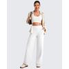 imageG4Free 255275295 Wide Leg Pants for Women 78 Length Yoga Dress Pants High Waist Stretch with Pockets Casual WorkWhite