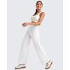 imageG4Free 255275295 Wide Leg Pants for Women 78 Length Yoga Dress Pants High Waist Stretch with Pockets Casual WorkWhite