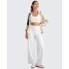 imageG4Free 255275295 Wide Leg Pants for Women 78 Length Yoga Dress Pants High Waist Stretch with Pockets Casual WorkWhite
