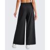 imageG4Free 25quot27quot29quot Lightweight Wide Leg Ankle Pants Women Flowy Side Slit High Waisted Travel Trouser Casual Lounge SummerBlack