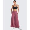 imageG4Free 25quot27quot29quot Lightweight Wide Leg Ankle Pants Women Flowy Side Slit High Waisted Travel Trouser Casual Lounge SummerDark Burgundy