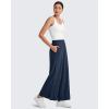 imageG4Free 25quot27quot29quot Lightweight Wide Leg Ankle Pants Women Flowy Side Slit High Waisted Travel Trouser Casual Lounge SummerDark Navy