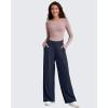 imageG4Free Barefeel High Stretch Wide Leg Pants for Women Soft High Waisted Pleated Casual Pants with Pockets 28quot30quot32quotDark Navy