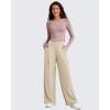 imageG4Free Barefeel High Stretch Wide Leg Pants for Women Soft High Waisted Pleated Casual Pants with Pockets 28quot30quot32quotLight Khaki