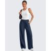 imageG4Free Lightweight Flowy Wide Leg Pants Woman Elastic Waist Front Seam Loose Trousers Summer 27quot29quot31quotDark Blue