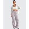 imageG4Free Lightweight Flowy Wide Leg Pants Woman Elastic Waist Front Seam Loose Trousers Summer 27quot29quot31quotGrey