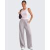 imageG4Free Lightweight Flowy Wide Leg Pants Woman Elastic Waist Front Seam Loose Trousers Summer 27quot29quot31quotGrey