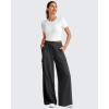 imageG4Free Lightweight Wide Leg Cargo Pants Women High Waisted Lounge Pants with 4 Pockets for Casual Travel Summer FallBlack