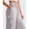 imageG4Free Lightweight Wide Leg Cargo Pants Women High Waisted Lounge Pants with 4 Pockets for Casual Travel Summer FallChrim Gray