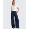 imageG4Free Lightweight Wide Leg Cargo Pants Women High Waisted Lounge Pants with 4 Pockets for Casual Travel Summer FallDark Navy