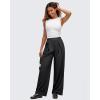 imageG4Free Lightweight Wide Leg Pants Women Trendy Flowy High Waisted Front Pleat Travel Pant Casual Lounge TrousersBlack