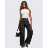 imageG4Free Lightweight Wide Leg Pants Women Trendy Flowy High Waisted Front Pleat Travel Pant Casual Lounge TrousersBlack