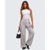 imageG4Free Lightweight Wide Leg Pants Women Trendy Flowy High Waisted Front Pleat Travel Pant Casual Lounge TrousersChrim Gray