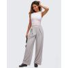 imageG4Free Lightweight Wide Leg Pants Women Trendy Flowy High Waisted Front Pleat Travel Pant Casual Lounge TrousersChrim Gray