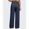 imageG4Free Lightweight Wide Leg Pants Women Trendy Flowy High Waisted Front Pleat Travel Pant Casual Lounge TrousersDark Blue