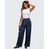 imageG4Free Lightweight Wide Leg Pants Women Trendy Flowy High Waisted Front Pleat Travel Pant Casual Lounge TrousersDark Blue