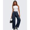 imageG4Free Lightweight Wide Leg Pants Women Trendy Flowy High Waisted Front Pleat Travel Pant Casual Lounge TrousersDark Blue