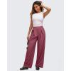 imageG4Free Lightweight Wide Leg Pants Women Trendy Flowy High Waisted Front Pleat Travel Pant Casual Lounge TrousersWine