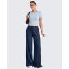 imageG4Free Lightweight Wide Leg Pants Women with Pockets Flowy High Waisted Trousers Travel Lounge 27quot29quot31quotDark Blue