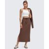 imageG4Free Smoofit Maxi Skirt for Women Modal Soft Drawstring Summer Casual Long Skirts Side Slits Lounge with 2 PocketsCoffee Brown