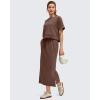 imageG4Free Smoofit Maxi Skirt for Women Modal Soft Drawstring Summer Casual Long Skirts Side Slits Lounge with 2 PocketsCoffee Brown