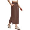 imageG4Free Smoofit Maxi Skirt for Women Modal Soft Drawstring Summer Casual Long Skirts Side Slits Lounge with 2 PocketsCoffee Brown