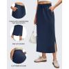 imageG4Free Smoofit Maxi Skirt for Women Modal Soft Drawstring Summer Casual Long Skirts Side Slits Lounge with 2 PocketsDark Blue