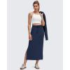 imageG4Free Smoofit Maxi Skirt for Women Modal Soft Drawstring Summer Casual Long Skirts Side Slits Lounge with 2 PocketsDark Blue