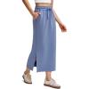 imageG4Free Smoofit Maxi Skirt for Women Modal Soft Drawstring Summer Casual Long Skirts Side Slits Lounge with 2 PocketsDenim Blue