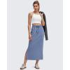 imageG4Free Smoofit Maxi Skirt for Women Modal Soft Drawstring Summer Casual Long Skirts Side Slits Lounge with 2 PocketsDenim Blue