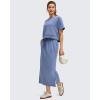 imageG4Free Smoofit Maxi Skirt for Women Modal Soft Drawstring Summer Casual Long Skirts Side Slits Lounge with 2 PocketsDenim Blue