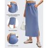 imageG4Free Smoofit Maxi Skirt for Women Modal Soft Drawstring Summer Casual Long Skirts Side Slits Lounge with 2 PocketsDenim Blue